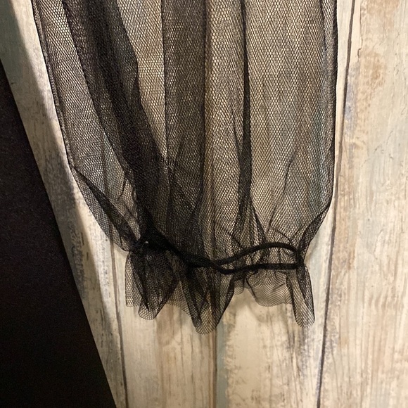 Shein Black Belted Dress With Mesh Puff Sleeves | Size 4 - Picture 7 of 9